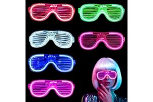 YAYAFUNFUN 12Pcs Neon Party Glasses,LED Light up Glasses Flashing Glow Sunlasses,Luminous Shutter Rave Glasses for Kids Adults 80s 90s Discos Party Concert Halloween New Years Eve Xmas Party Bag Filles(6 Color)