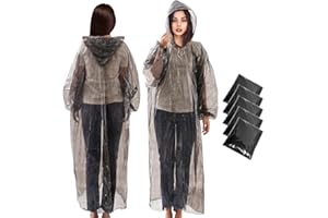 ENCOVY 5er Pack Einweg Regenponcho, Einmal Regencape atmungsaktive, wasserdichte Regenmäntel & Regenjacken mit Kapuze, Passend für Damen & Herren, ideal bei Camping, Angeln, Festivals, Outdoor