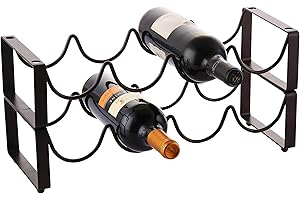 Olly & Rose Premium Wine Rack - 2 Pack - Coffee - Tabletop Stackable Wine Rack - 8 Bottle Free Standing Small Wine Bottle Holder (Black)