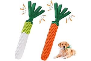 LIFLIX 2 STK. Hundespielzeug Seil, Zerrspielzeug für Hund, Karotte Hundespielzeug mit Knitterpapier Anhängern, Möhre und Rettich