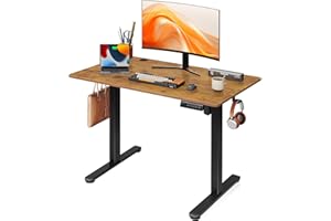 DEVAISE Escritorio Elevable Eléctrico,Mesa Regulable Rltura 100 x 60cm con 3 Memorias,Mesa de Oficina con Panel Inteligente en Casa con Tablero Ensamblado, Marrón Rústico