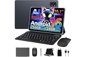 VekfulPC 2026 Neuestes Tablet Android 16 Tablet mit Tastatur Tablets 10 Zoll Gemini AI 24GB RAM+256GB ROM (2TB TF), Octa-Core, 8MP+5MP, Widevine L1, 5G WiFi, GPS, Face ID