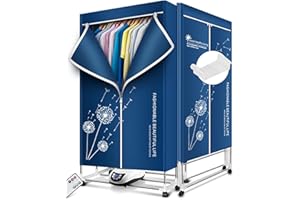 KASYDOFF Heated Clothes Airer,1500W-1.7 Meters Heated Clothes Airer (Anion) with Remote Control, 2-Tier Foldable Electric Clothes Dryer Rack with Cover, Clothes Dryer with 240 Mins Timer for Indoor, Apartment