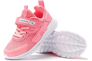 VICROAD Kids Girls Running Shoes, Breathable, Lightweight, Athletic, Sports, Black, Size 8UK/Asia 26