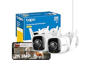 Tapo C310P2 2-Pack 2K Security Camera Outdoor Wired, Outdoor Camera No Monthly Fee, AI Detection, Advanced Night Vision, Two-Way Talk, IP66 Weatherproof, Works with Alexa & Google