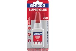 GH1200 20g Superglue with Anticlog Cap - Super Glue All Purpose Superfast, Thick & Strong Glue for Hard Plastics, DIY Craft, Ceramics, Frame, Leather, Metal and Many More