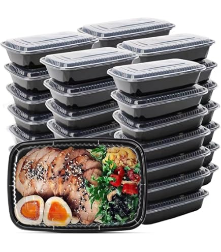 AKOLAFE 25 Stück Meal Prep Boxen 1000ml - 2-Fach Essensboxen BPA-Frei - Mikrowellengeeignet