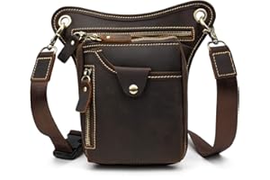 NEWSBIRDS Borsa da uomo in vera pelle borsa da gamba tasca esterna gamba borsa da viaggio marsupio escursionismo arrampicata borsa coscia per gli uomini
