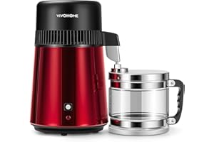 VIVOHOME Water Distiller 304 Stainless Steel 4L BPA Free Countertop Distilling Machine with Glass Container and Smart Switch for Pure Water at Home or Office