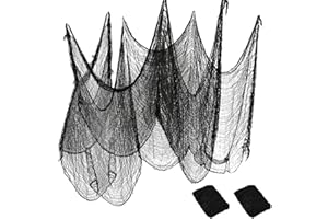 Topeedy 2 Pack Black Halloween Spooky Creepy Cloth, 80 * 215cm Black Netting Cotton Gauze, Scary Halloween Decoration For Home Windows Wall Outdoor Party-32 * 85 inch