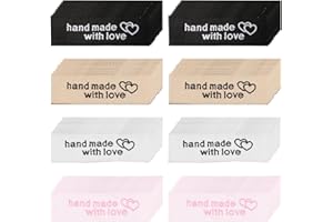 Lotsdonxia 80PCS Personalized Sewing Labels – Polyester Handmade Heart Pattern Labels for Doll Making & Clothing (4 Colours)