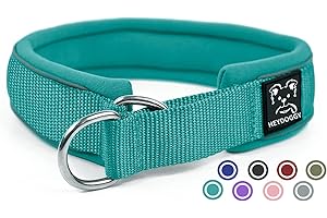 HEYDOGGY Soft Neoprene Padded Dog Collar (4 cm Wide), Reflective Dog Collar with Robust Nylon & Pull Stop, Comfortable Pull Collar Dressage Collar for Small Medium Large Dogs Anti-Pull Walking S, Green
