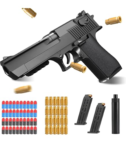 JuanKidbo Pistolet Jouet avec Graffitis, Pistolet pour Enfants avec Balles en Mousse Souple et Chargeurs, Mousse Jouet Blaster Intérieur et Extérieur pour Garçons de 4 5 6 7 8 9 Ans