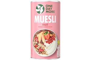 OneDayMore One Day More Muesli aux Fruits 400 g Petit-déjeuner nutritif pour l’énergie, Croustillant, Douceur naturelle, Parfait pour commencer la journée