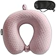 Gosider Neck Pillow for Travel Pink Travel Neck Pillow Comfortable Memory Foam Pillows U Shape Neck and Head Support Portable Travel Pillow for Planes, Trains, Self-Driving Cars