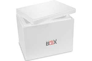 ‎THERM BOX THERM BOX Styroporbox 27W 45x34x37cm Wand 4cm Volumen 27,9L Isolierbox Thermobox Kühlbox Warmhaltebox Wiederverwendbar