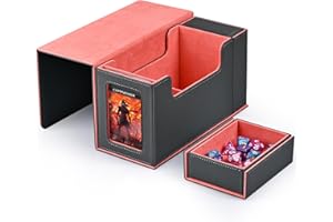 ZLCA Card Deck Box with Display Window,MTG Commander Deck Box Fits 200 Double-Sleeved Cards with Dice Tray & 35pt Magnetic Card Holder-Grey&Pink