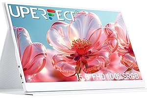 UPERFECT Écran Portable 15,6" 1920×1080 FHD IPS Moniteur Portable Blanc mit Smart Cover & VESA | 100% sRGB | Élégance et Performance Réunies Écran de Voyage pour Ordinateur Portable/PC/Console de Jeux