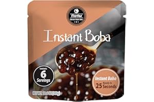Flavfar Instant Tapioca Pearls for Bubble Tea & Milk Tea | Brown Sugar Boba | sealed, ready-to-heat topping - 6 Servings