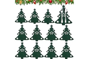 PTBWS 12 Pezzi Portaposate Albero di Natale,Portaposate in Feltro di Natale, Tasca per le Posate Albero di Natale,Portaposate di Natale, Portaposate per Natale, per la Tavola Delle Feste Decor Natalizia (B)