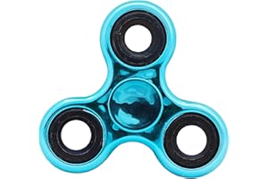 Toyland® Fidget Hand Spinner - Soulagement du Stress et de l'anxiété - Couleurs Assorties (Turquoise métallique et Anneaux Noirs)