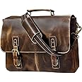 RUSTIC TOWN Leather Laptop Bag for Men - 16" Messenger Crossbody Briefcase Bag - Ideal for Office, College, & Travel - Durable Shoulder Bag - Gift for Men