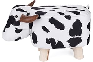 Avos-Deals-Global - Black & White Cow Shaped Footstool, Upholstered Ottoman Footrest Décor, Animal Shape Footrest a Creative Design for Living rooms, Bedrooms & Nursery’s