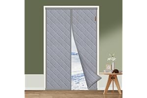 MAGZO Thermal Door Curtain 100 X 220cm, Update Oxford Cloth Magnetic Insulated Door Cover to Keep Warm, Windproof Soundproofing Front Door Curtain for Winter, Grey