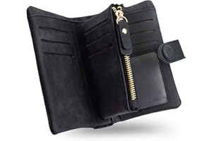 conisy Piccolo Portafoglio Donna in Pelle con blocco RFID, Compatto Portatile Corto Borsellino per Signore con portamonete