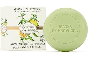 JEANNE EN PROVENCE - Savon Solide Corps & Mains - Parfum Verveine Agrumes - Nettoie, Adoucit & Parfume - 95% d'Ingrédients d'Origine Naturelle - Savon Fabriqué en Provence - 100 gr
