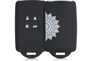 kwmobile Autoschlüssel Hülle kompatibel mit Renault 4-Tasten Smartkey Autoschlüssel (nur Keyless Go) - Silikon Schutzhülle Schlüsselhülle Cover Aufgehende Sonne Weiß Schwarz