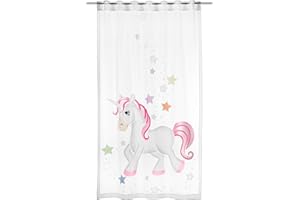 Clever-Kauf-24 Fertigschal Einhorn Sterne | BxH 140x245cm | mit verdeckten Schlaufen | fürs Kinderzimmer |