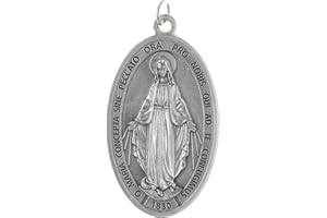 Palais du Rosaire Médaille Miraculeuse grande taille en métal argenté 9cm - Médaille et croix métal - Culte Chrétien en Métal Argenté