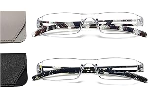 Hubeye 2 Paia Occhiali da lettura Ultraleggeri Montatura Trasparente Anti luce blu con Custodia in Pelle per Uomo e Donna 1.50