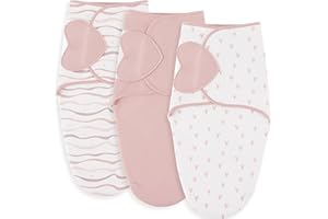 Susurration Sacs de Couchage pour Bébés Sac de Couchage pour Nouveau-né de 0 à 6 Mois 100% Coton né Garçon et Fille Puériculture Bebe (Rose)