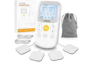 JUMPER Electroestimulador muscular TENS, 30 modos, 15 niveles de intensidad, para aliviar el dolor, máquina EMS portátil de doble canal para espalda, hombros, cadera y rodilla con electrodos reutilizables