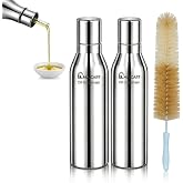 Stainless Steel Oil dispenser 1 Litre (2 Pack ),Cleaning Brush,Ghee Bottle | Leak Resistant Pour Nozzle,Mess free Kitchen ,Gh
