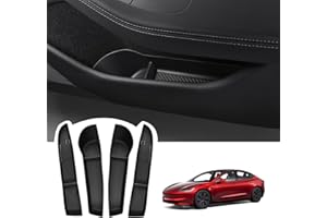 BASENOR 2024 2025 Newest Side Storage Box for Tesla Model 3 Highland Door Organizer Tray Front Rear Slot Pockets Car Protector Liner TPE Accessories Set of 4