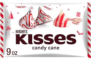 HERSHEY'S KISSES Candy Cane Flavored, Christmas Candy Bag, 9 oz