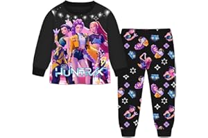 Generisch pop Mädchen Schlafanzug Zweiteiliges Set Pyjama K-pop Anime Drucken Pyjamahose und Langram Oberteile Hausanzug Modisch Casual Nachtwäsche