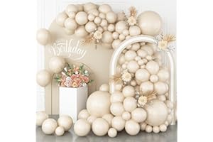 JOBKOO Luftballons Weiß 18 12 10 5 Zoll, 113 Stück Beige Creme Helium Latex Ballon Girlande, Matt Sand Weiß Nude Luftballon Retro Sandweiss Party Ballons für Geburtstag Babyparty Hochzeit Party Dekoration
