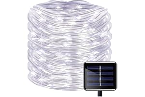 100LED Ruban Lumineux Solaire Lampes de Corde,KINGCOO étanche 39ft/12M Fil de Cuivre Extérieur Tube Rope Guirlande Lumineuse pour Noël Jardin cour Chemin Clôture Arbre Backyard(Blanc)