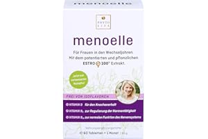 ‎MENOELLE menoelle® Tabletten für Frauen – Wechseljahre pflanzlich mit EstroG-100®, Vitamin B6, B12, D, Zink & Calcium – unterstützt Energie, Nerven & hormonelles Gleichgewicht – 60/ Tab.