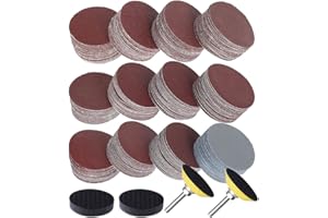 JaneYi 240 Pieces Sanding Disc Pad Kit 2inch Sanding Discs Hook and Loop Sandpaper Sheets 60 80 120 180 240 320 400 600 800 1000 2000 3000 Grit with Soft Foam Buffering Pad and 1/4" Shank Backing Pad