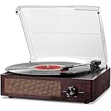 Giradischi Bluetooth Portatile a Tre Velocità (33 1/3, 45 E 78 Giri), Vintage Vinile Giradischi con Altoparlanti Stereo Integ