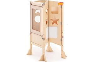 Baby Wonders® Torre De Aprendizaje para Niños Bebés, Torre De Observación Niños, Torre De Aprendizaje Convertible, Banco Aprendizaje, Torre Montessori, Torre Aprendizaje Evolutiva Plegable… (Madera)