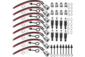 RUNCCI-YUN DC 5,5 x 2,1, Connecteur Alimentation 12V kit,8pcs Panneau Monture Connecteur(avec Ligne)+8PCS Connecteur Plug DC 12v+8PCS onnecteur Alimentation À Souder+16PCS Capuchon en Caoutchouc