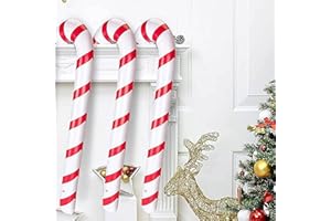 SALADOCY 3 Piezas Bastones Hinchables, Bastones de Caramelo Inflables, Bastones de Navidad Hinchables, Bastones de Inflado Navideños para Decoración de Navidad
