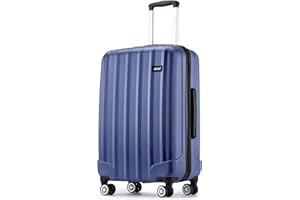 Kono 24 Inch Hard Shell Luggage Lightweight ABS with 4 Spinner Wheels Business Trip Trolley Case Suitcase (Navy)