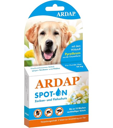 ARDAP Zecken- & Flohschutzhalsband fr Hunde ber 25kg - Bis zu 4 Monate  nachhaltiger Langzeitschutz - Natrlicher Wirkstoff gegen Zecken & Flhe  (PT19) : Amazon.de: Haustier